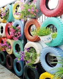 Fencing Using Tire Planters