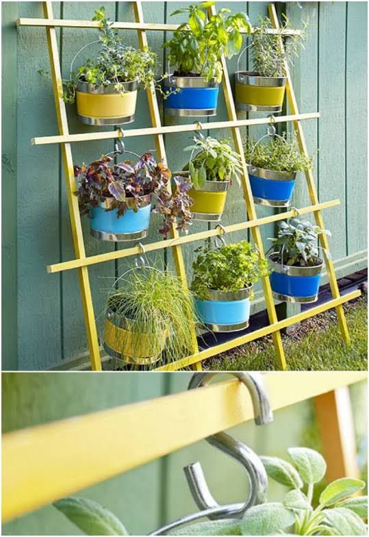 Scrap board vertical container garden trellis