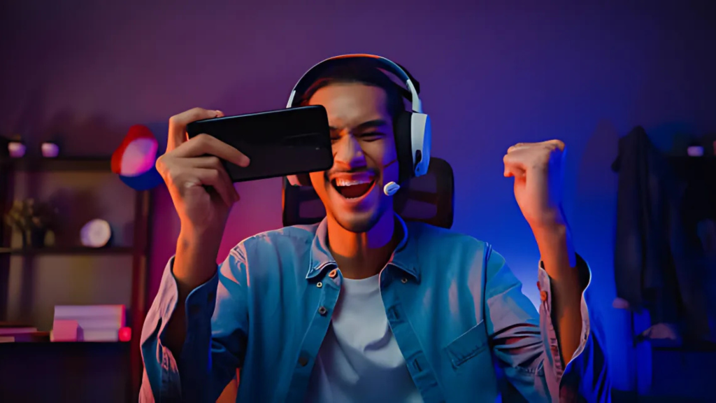 A person playing online betting game on mobile
