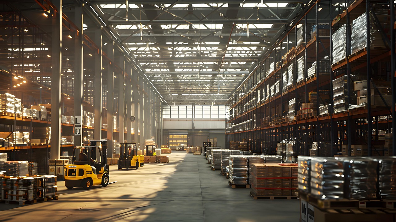 Free ai generated warehouse shelves illustration